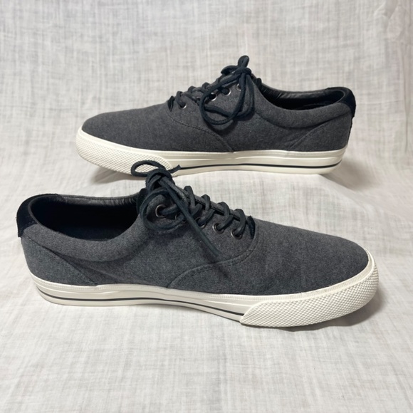 Polo Ralph Lauren Vaughn Shoes. Men’s 8.5 Charcoal Grey Canvas Lace-up. … - Picture 4 of 7